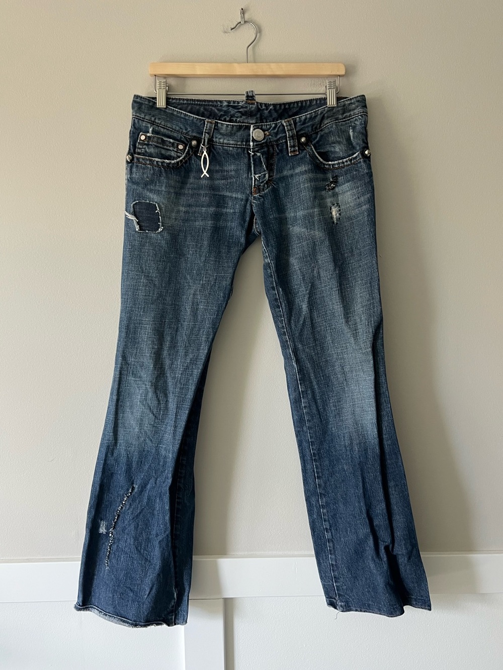 DSQUARED2 Faith Distressed Low Rise Bootcut Jeans IT 46 Women’s Italy